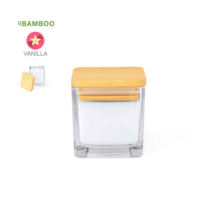 Bougie parfumée avec couvercle en bambou
