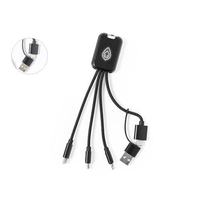 Câbles de recharge 5-en-1 personnalisé avec logo lumineux