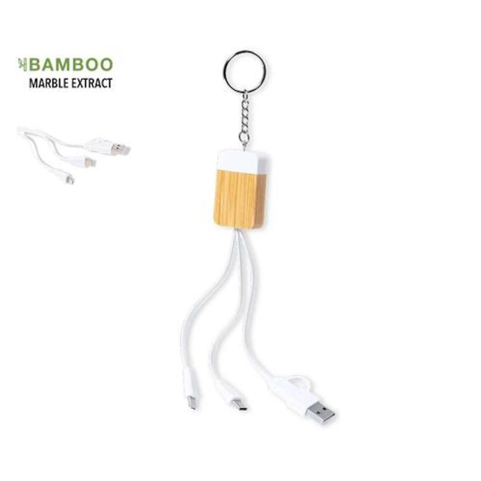 Câble de recharge personnalisable en Bambou et extrait Marbre