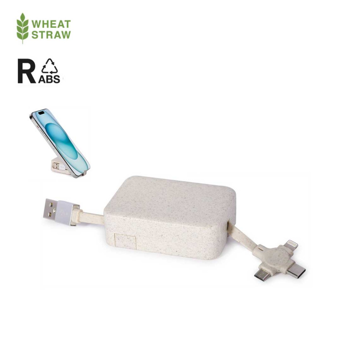Câble de recharge en liège avec support pour smartphone