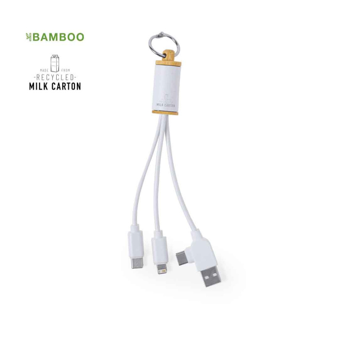 Câble de recharge écologique en bambou et cartons de lait recyclés