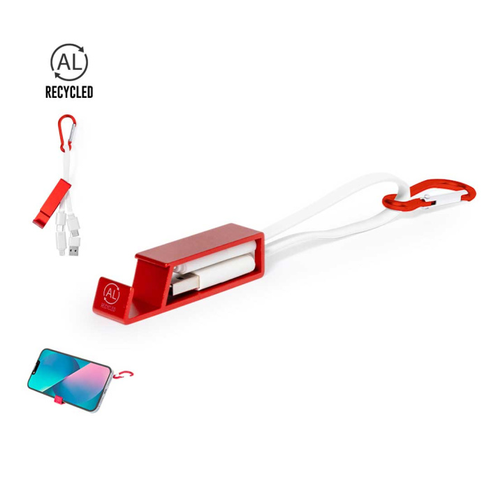 Câble de recharge multi-fonctions avec support pour smartphone et mousqueton
