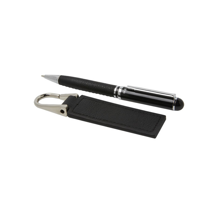 Coffret cadeau avec stylo bille et porte-clés