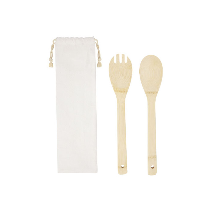 Cuillère et fourchette à salade en bambou