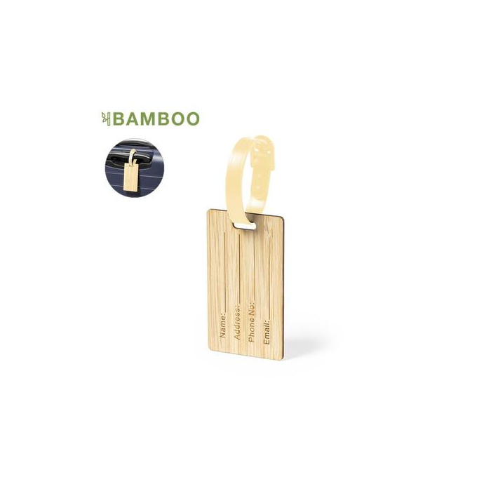 Étiquette de valise publicitaire en bambou
