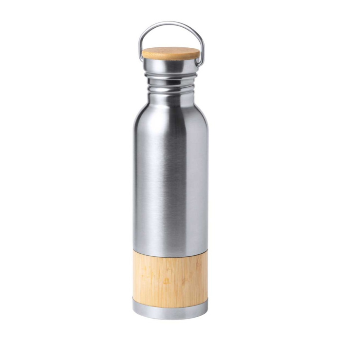 Gourde en acier et bambou publicitaire 750ml