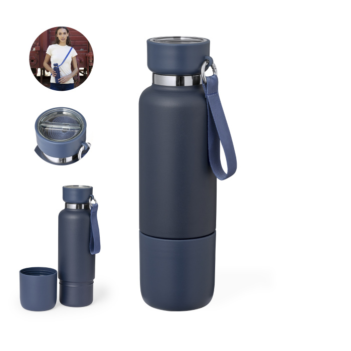 Gourde isotherme pour excursions avec bandoulière