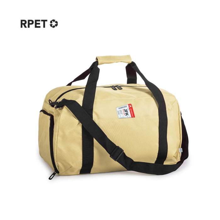 Sac de voyage beige en RPET avec compartiment chaussures
