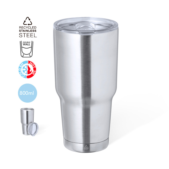 Grand verre isotherme en acier inoxydable recyclé 800m