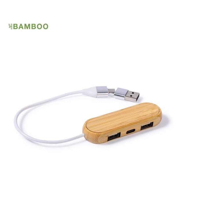 Hub USB en bambou avec logo
