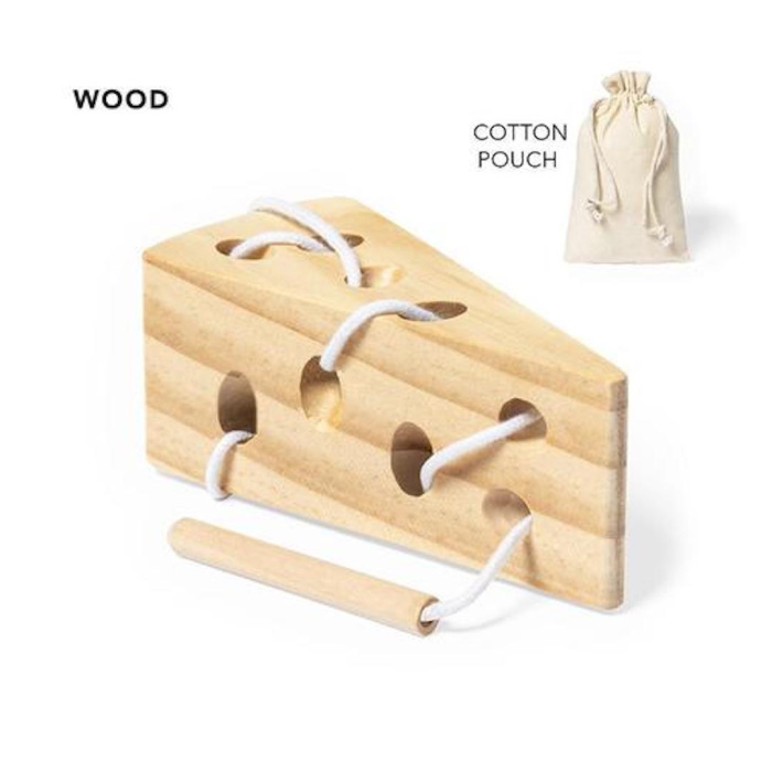 Jeu d’adresse publicitaire en bois en forme de fromage