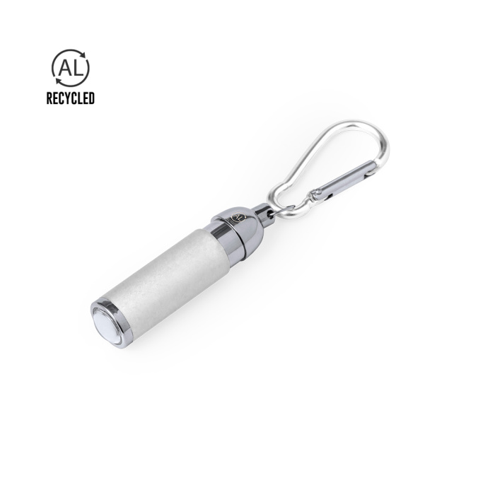 Lampe-torche avec porte-clés en aluminium recyclé