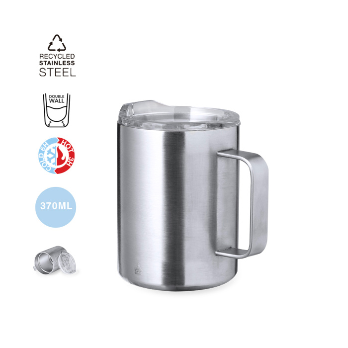 Mug de voyage thermique en acier inoxydable recyclé