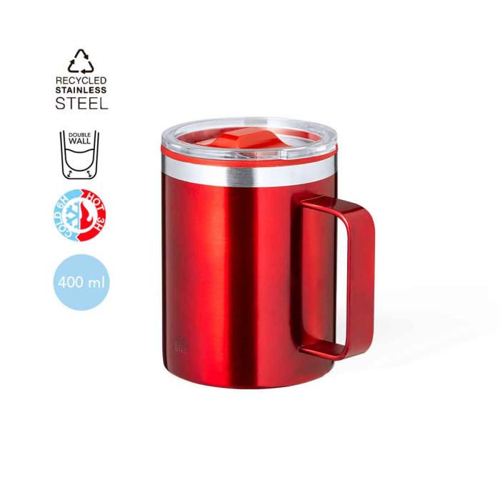 Mug thermique en acier Inox recyclé 400ml aux couleurs vives