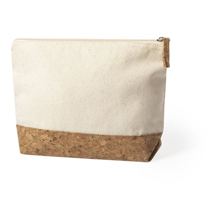 Trousse de toilette en liège et coton naturel personnalisé