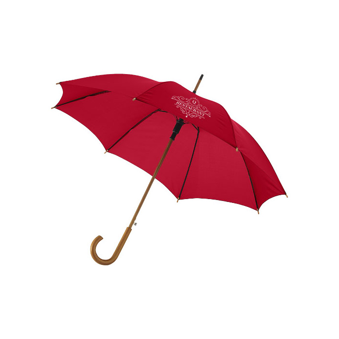 Parapluie 23" à ouverture automatique, poignée et mât en bois