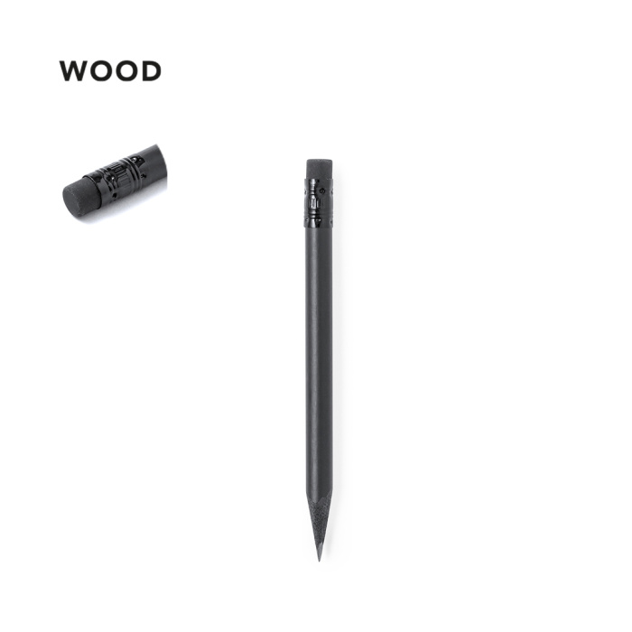 Crayon noir de 10 cm avec une gomme à effacer
