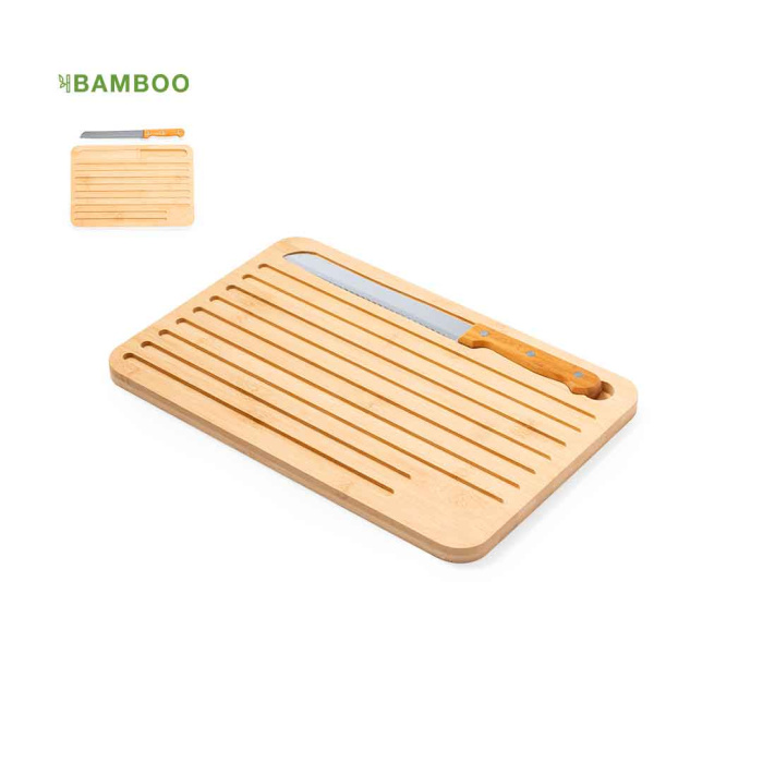 Planche à découper en bambou avec couteau à pain en acier