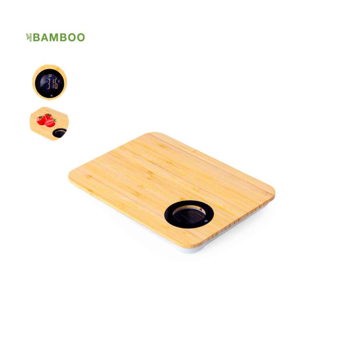 Planche à découper en bambou avec pèse-aliments intégré