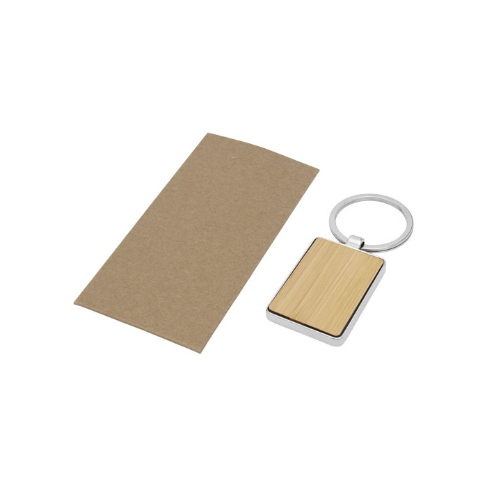 Porte-clés rectangulaire personnalisable en bambou