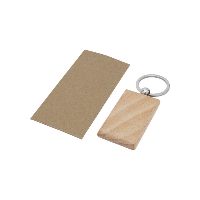 Porte-clés rond en bois de hêtre