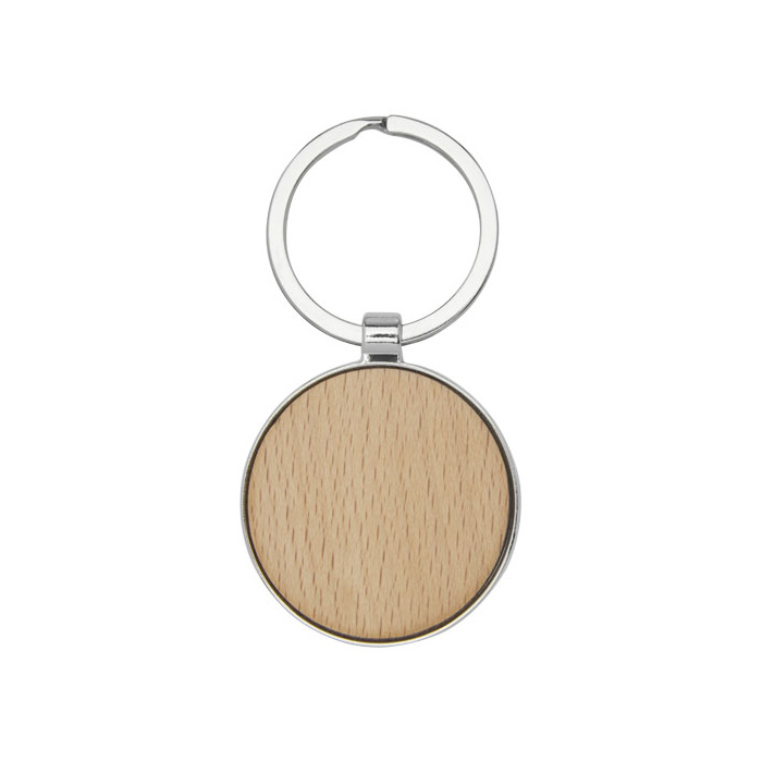 Porte-clés rond personnalisable en bois de hêtre