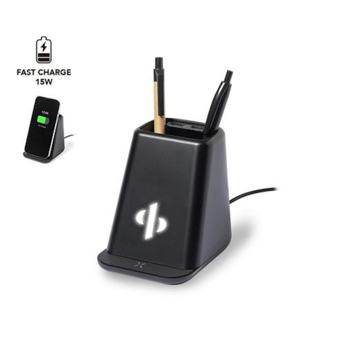 Porte-stylos lumineuse avec chargeur sans fil et support smartphone