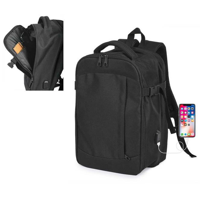 Sac à dos de voyage compatible avec Ryanair et EasyJet avec port USB