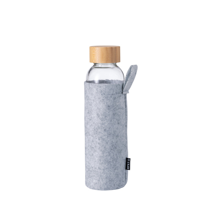 Gourde de sport en verre avec housse en feutre RPET 500 ml
