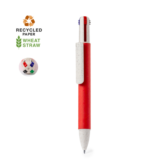 Stylo 4 en 1 en carton recyclé coloré