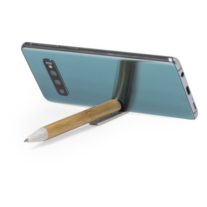 Stylo en bambou avec support smartphone