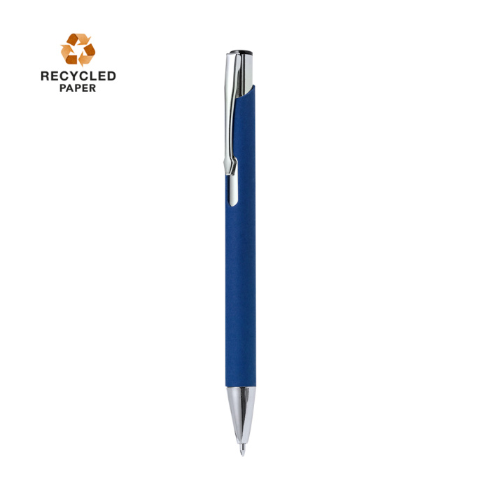 Stylo coloré en carton recyclé et détail en métal