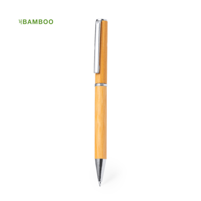 Stylo en bambou avec clip métallique personnalisable