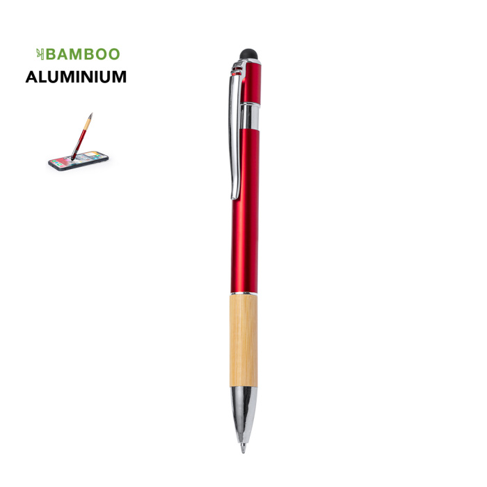Stylo avec embout tactile et grip en bambou