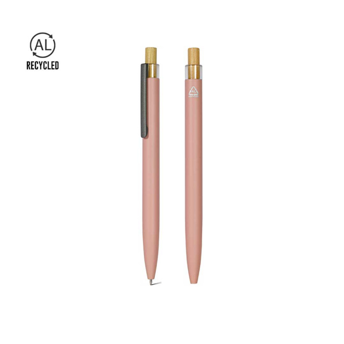 Stylo avec logo en aluminium recyclé et bambou