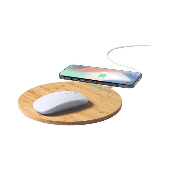 Tapis de souris en bambou avec chargeur