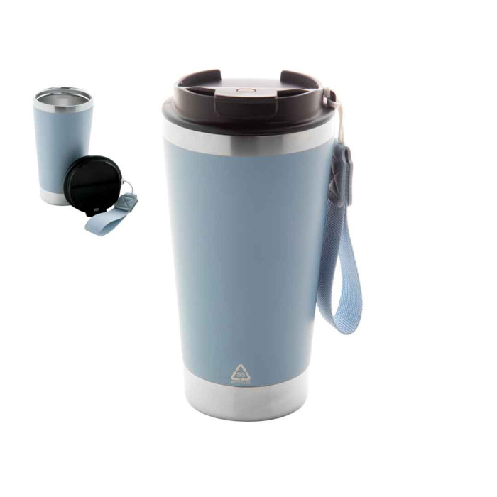Tasse isotherme de voyage avec sangle de transport aux couleurs claires