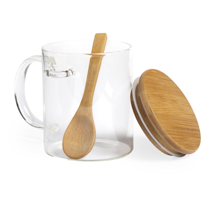 Tasse à infusions avec cuillère en bambou personnalisables