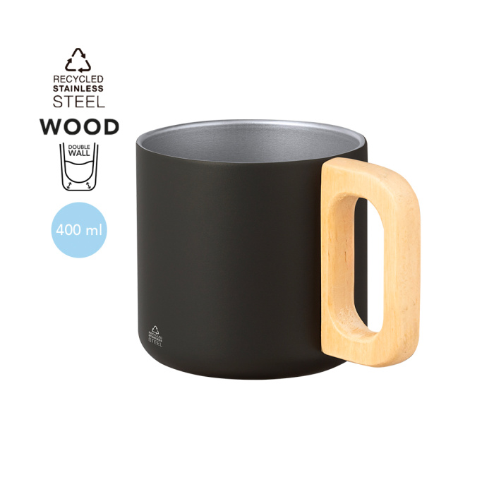 Tasse thermique au style scandinave avec anse en bois