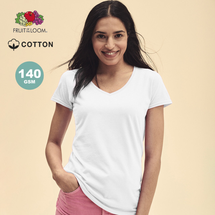 T-shirt Fruit of the Loom femme col « V » personnalisé