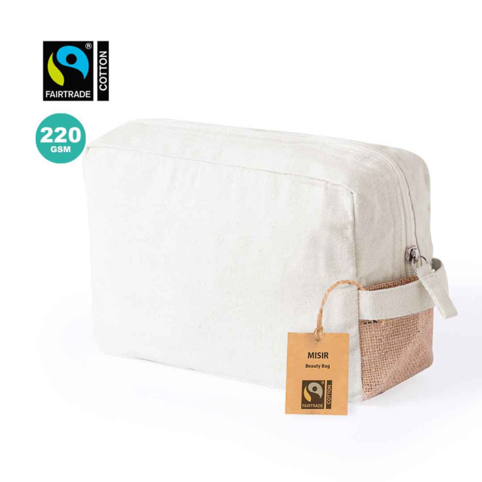 Trousse de toilette Fairtrade en jute laminée et coton
