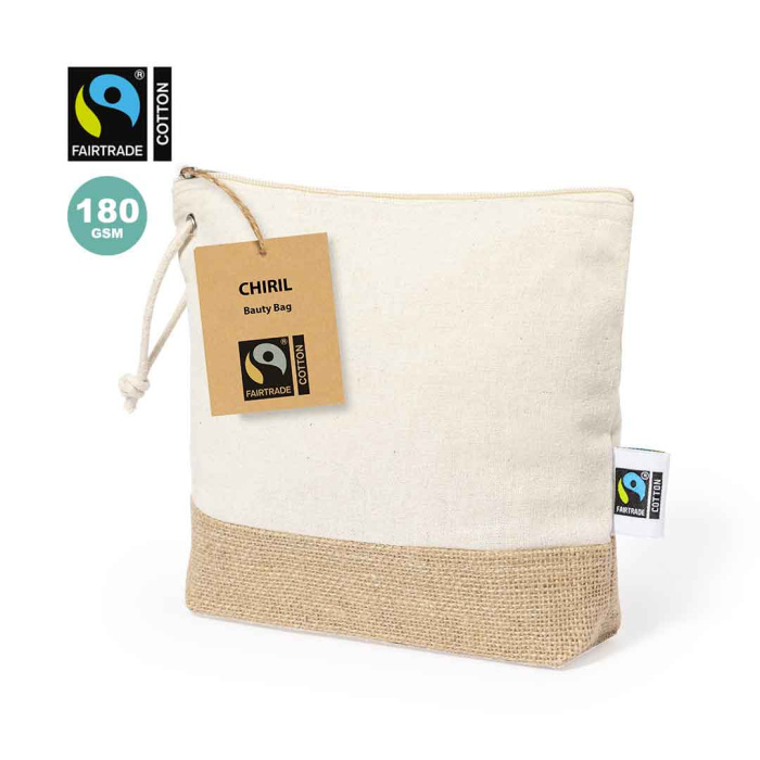 Trousse de toilette Fairtrade bicolore en jute et coton