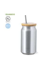 Gobelet avec couvercle en bambou et paille en acier
