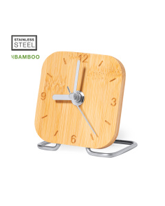 Réveil en bambou et inox personnalisable