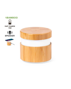 Lampe multi-fonctions en bambou avec chargeur sans fil