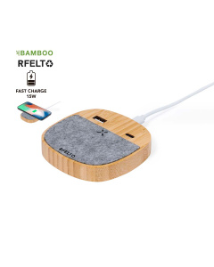 Chargeur  sans fil  rapide en bambou et Rpet - 15W