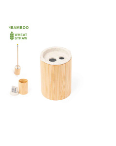 Double taille-crayon en paille de blé avec recevoir