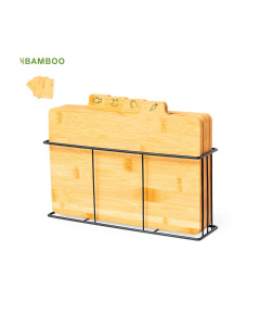 Lot de 4 Planches à découper 15 x 20cm avec aiguiseur de couteaux intégré et support