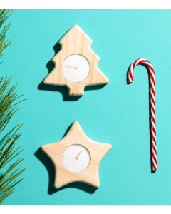 Bougie de Noël personnalisable en bois