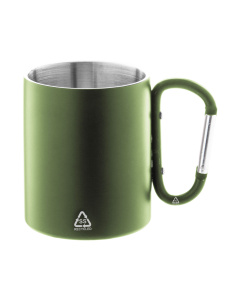 Mug thermos à double paroi en acier recyclé avec mousqueton